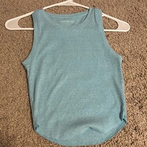 American eagle blue ripped tank top
